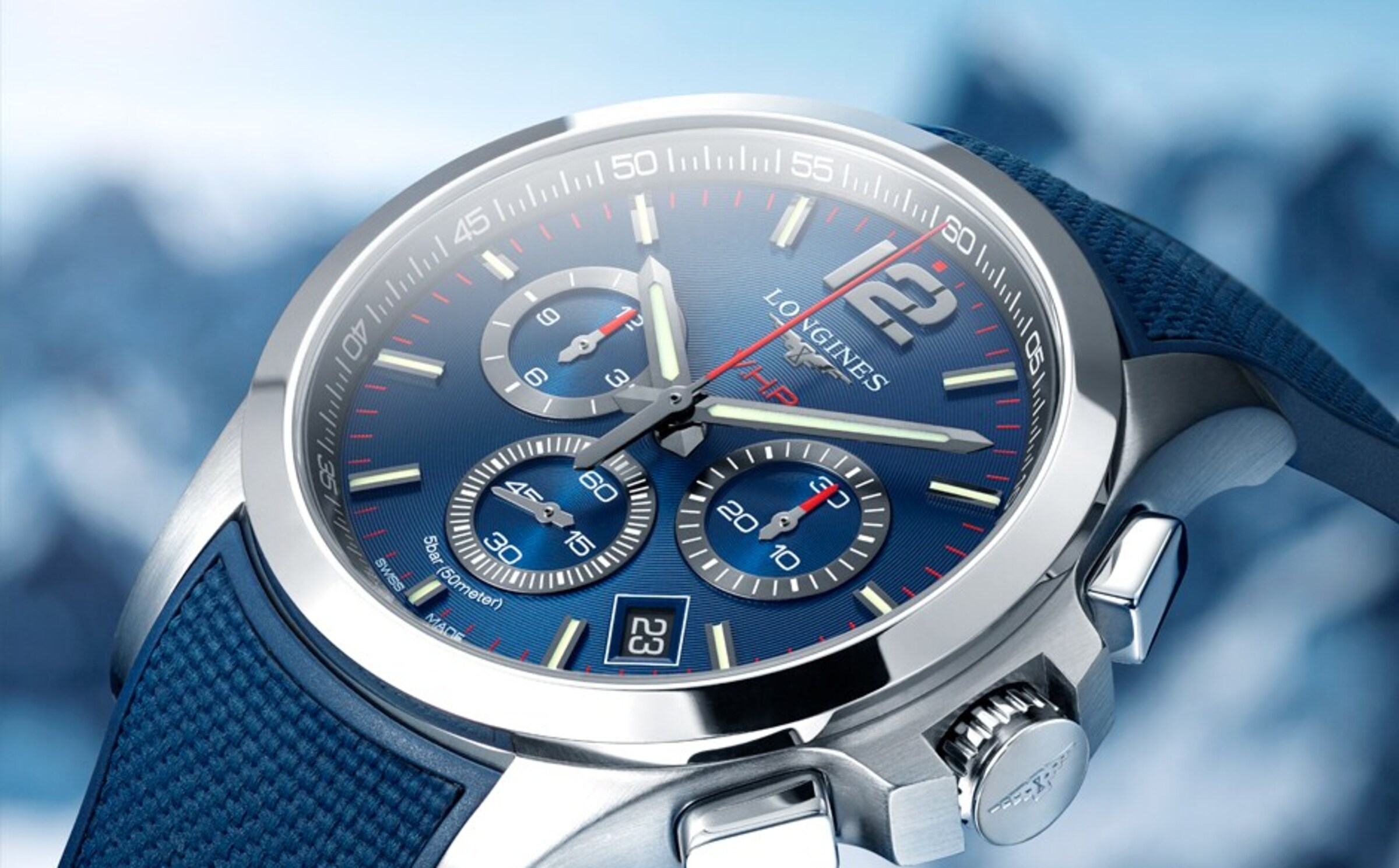 a Longines blue watch