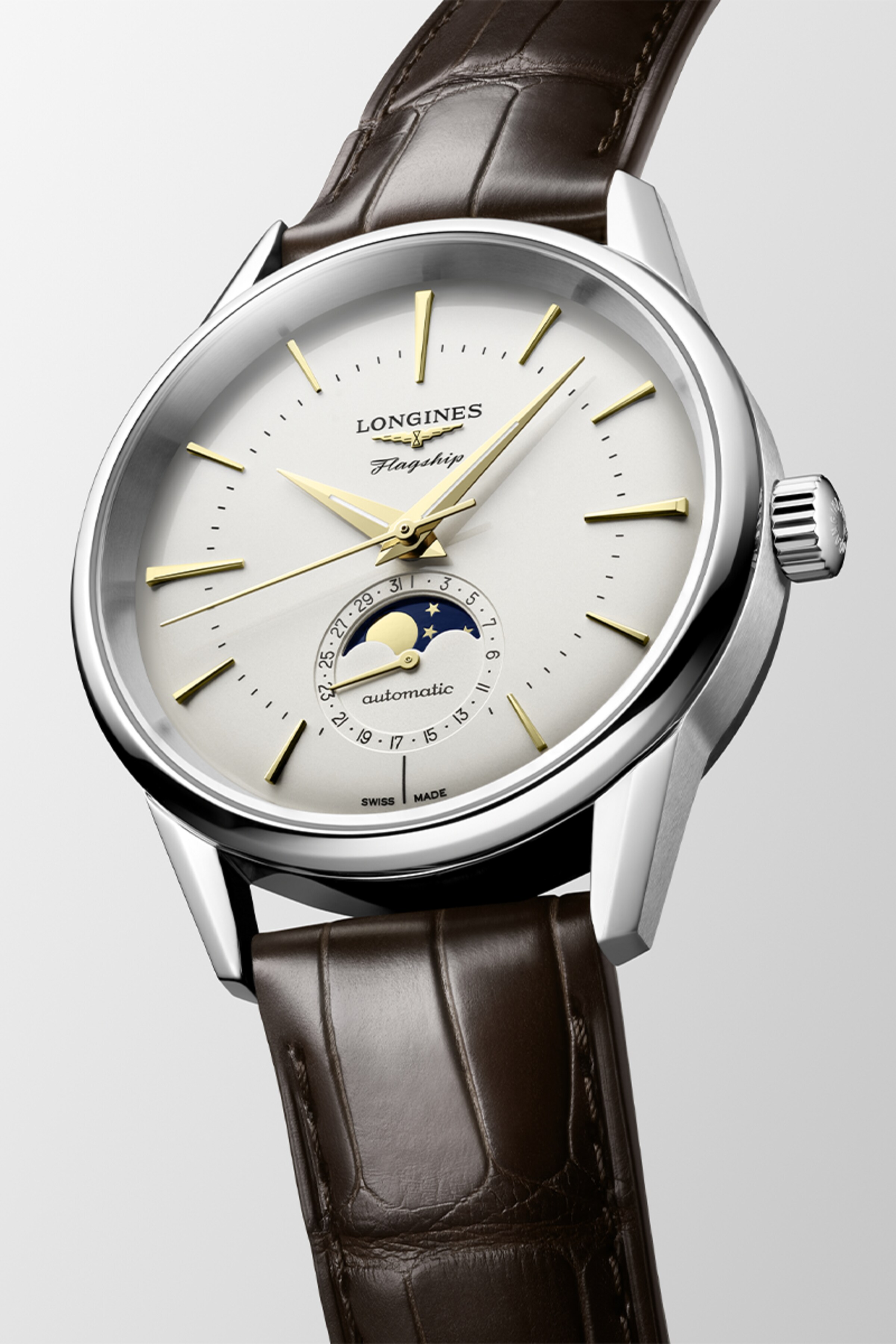 Longines Master Collection Moonphase white dial and brown strap L4.815.4.78.2 800X1200