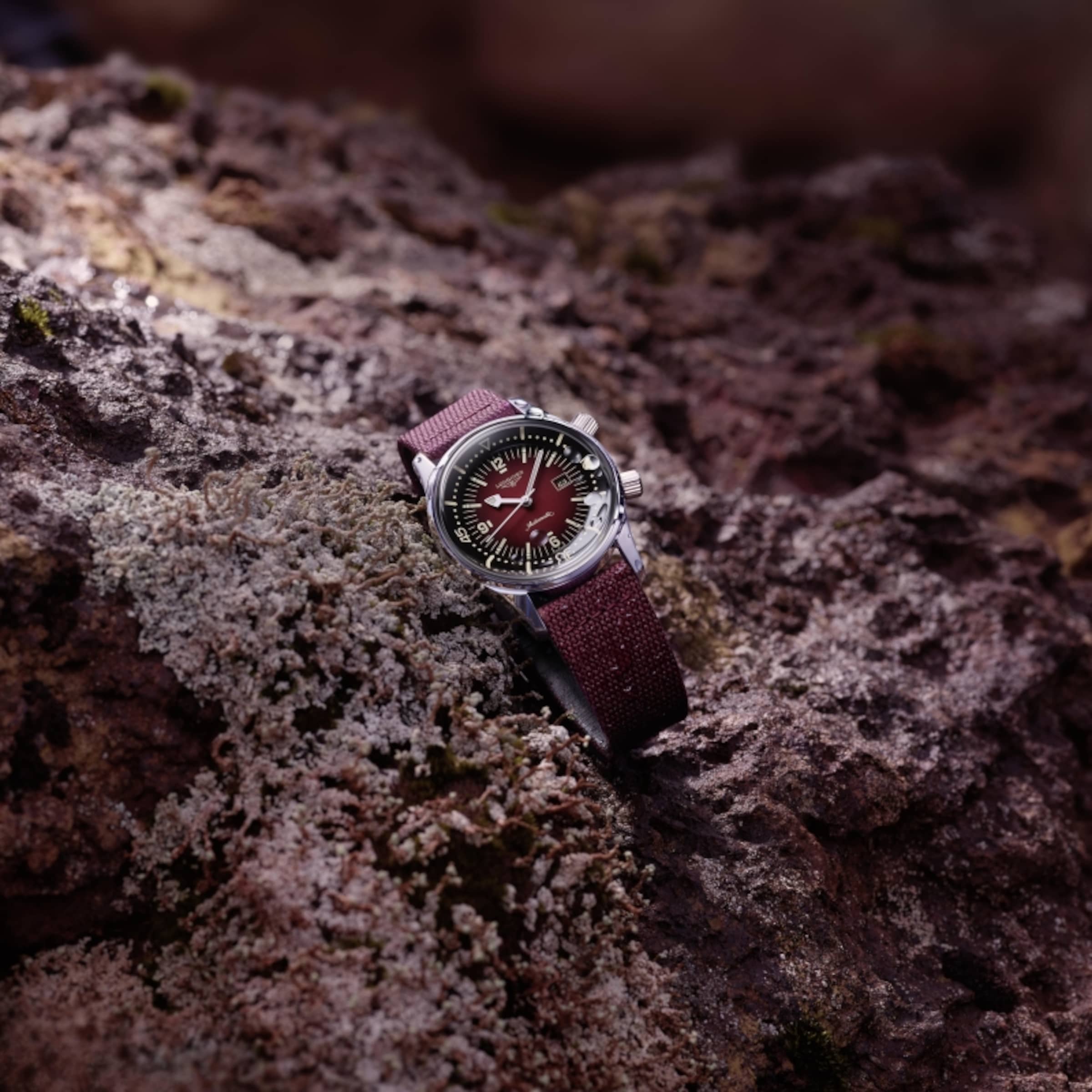 the red Legend Diver Watch Longines watch